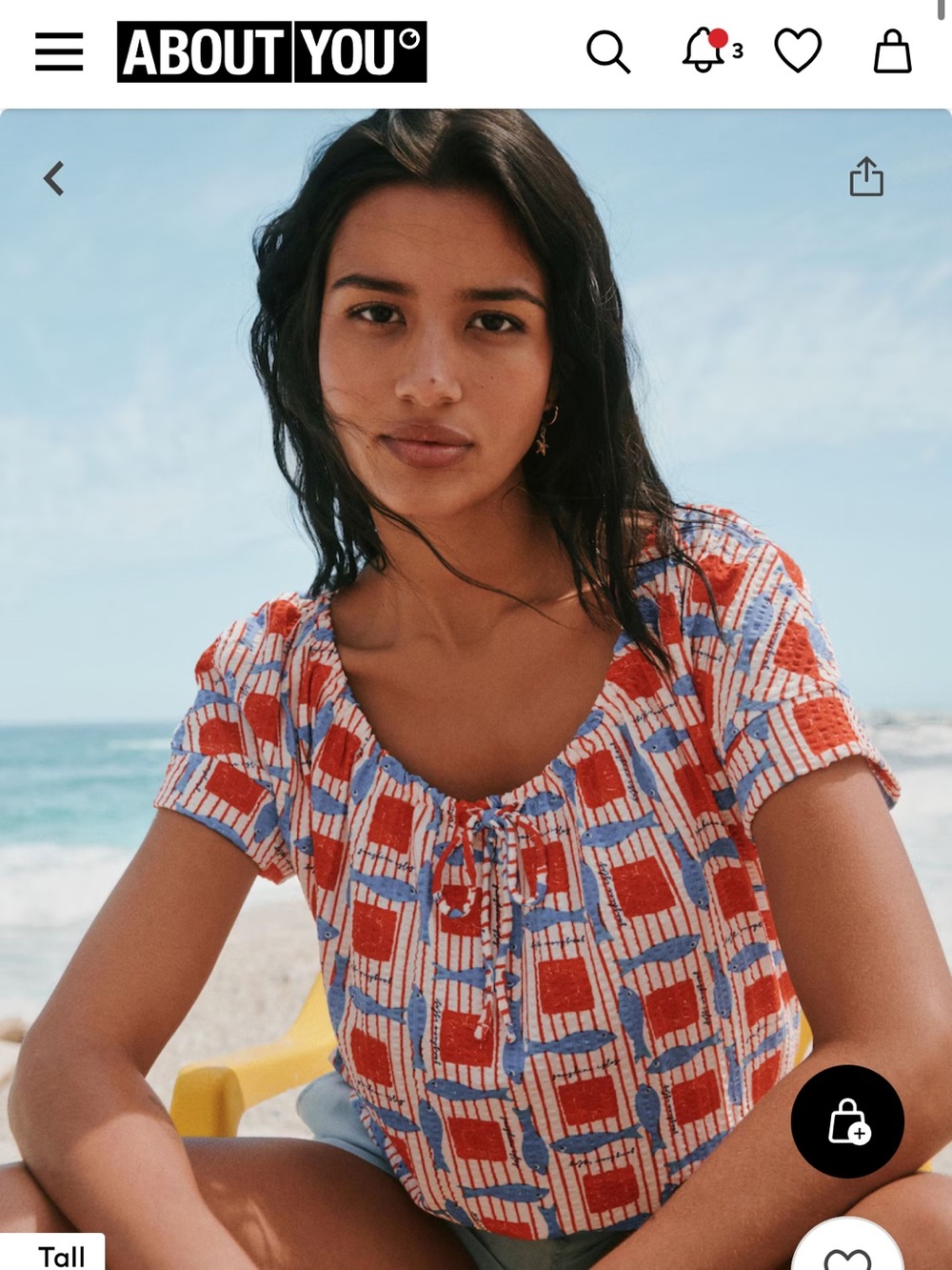 Next Direct Red and Blue Geometric Short Sleeve Top